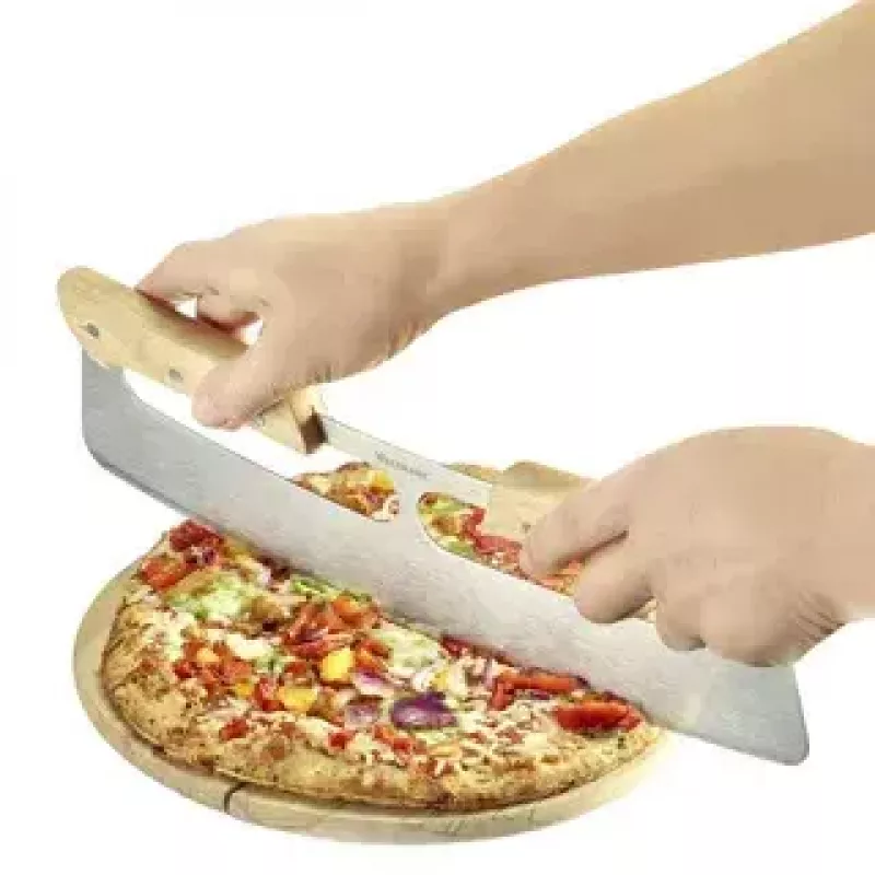 Westmark Pro Pizzaschneider, Edelstahl, Holzgriff, Silber/Braun
