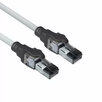 ACT Grau 2 Meter S/FTP CAT6A IDC 4PPoE / PoE++ 100W LSZH Patchkabel, rastnasenschutz mit RJ45-Steckern