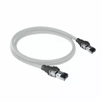ACT Grau 2 Meter S/FTP CAT6A IDC 4PPoE / PoE++ 100W LSZH Patchkabel, rastnasenschutz mit RJ45-Steckern