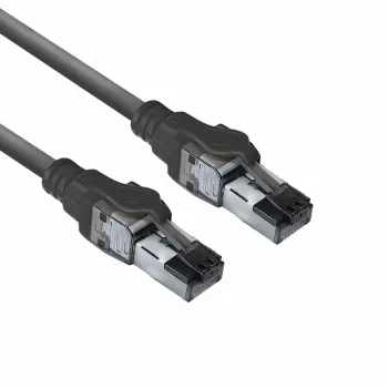 ACT Schwarz 2 Meter S/FTP CAT6A IDC 4PPoE / PoE++ 100W LSZH Patchkabel snagless mit RJ45-Steckern