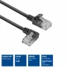 ACT Schwarz 5 Meter U/UTP CAT6A LSZH Slimline-Patchkabel mit RJ45-Steckern 90° abgewinkelt links auf gerade