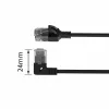 ACT Schwarz 5 Meter U/UTP CAT6A LSZH Slimline-Patchkabel mit RJ45-Steckern 90° abgewinkelt links auf gerade