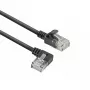 ACT Schwarz 1,5 Meter U/UTP CAT6A LSZH Slimline Patchkabel mit RJ45-Steckern 90° abgewinkelt links auf gerade