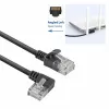 ACT Schwarz 1,5 Meter U/UTP CAT6A LSZH Slimline Patchkabel mit RJ45-Steckern 90° abgewinkelt links auf gerade