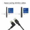 ACT Schwarz 1,5 Meter U/UTP CAT6A LSZH Slimline Patchkabel mit RJ45-Steckern 90° abgewinkelt links auf gerade