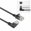 ACT Schwarz 1 Meter U/UTP CAT6A LSZH Slimline Patchkabel mit RJ45-Steckern 90° rechtwinklig auf gerade