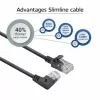 ACT Schwarz 1 Meter U/UTP CAT6A LSZH Slimline Patchkabel mit RJ45-Steckern 90° rechtwinklig auf gerade