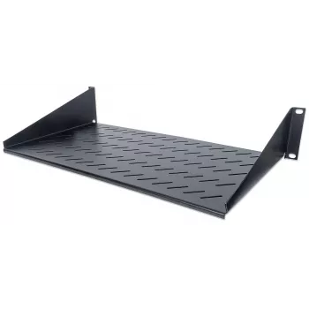 Intellinet 19 Zoll Ausleger-Fachboden, 2HE, 2-Punkt-Frontmontage, 250 mm Tiefe, max. 25 kg, Schwarz, drei Jahre Garantie