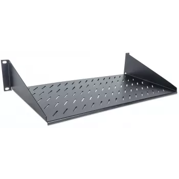 Intellinet 19 Zoll Ausleger-Fachboden, 2HE, 2-Punkt-Frontmontage, 250 mm Tiefe, max. 25 kg, Schwarz, drei Jahre Garantie