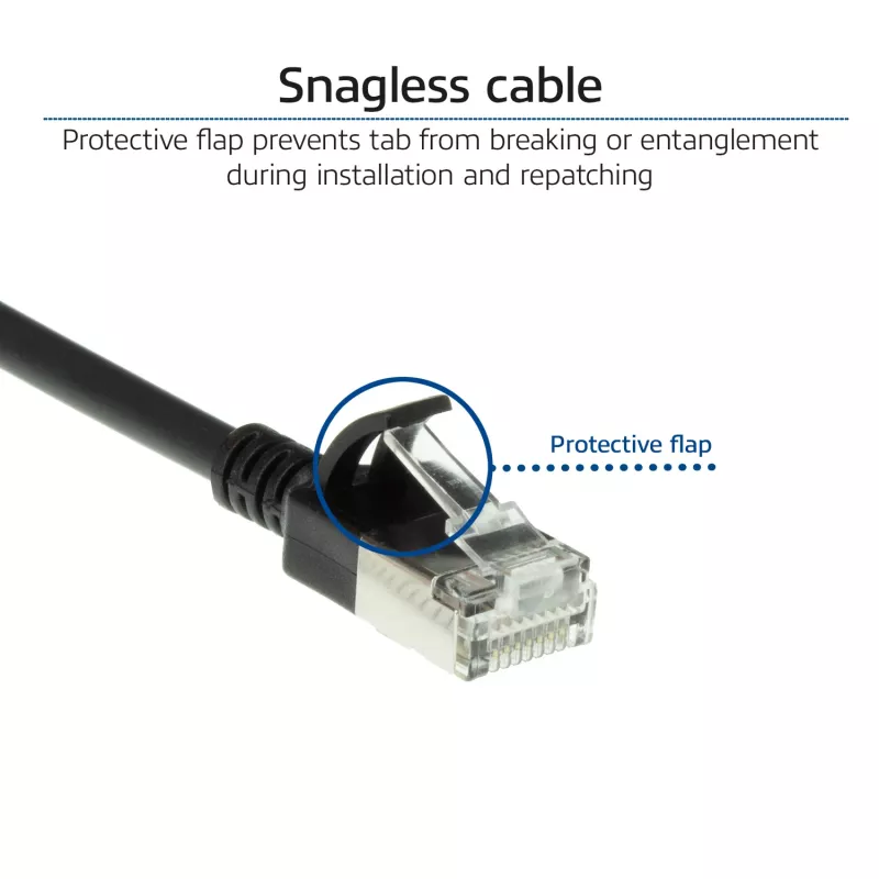 ACT Schwarz 3 Meter LSZH U/FTP CAT6A Datacenter Slimline Patchkabel mit Rasthaken-RJ45-Steckern