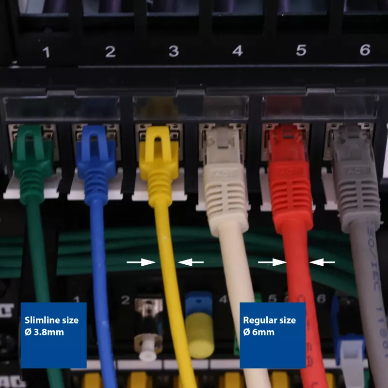ACT Schwarz 3 Meter LSZH U/FTP CAT6A Datacenter Slimline Patchkabel mit Rasthaken-RJ45-Steckern