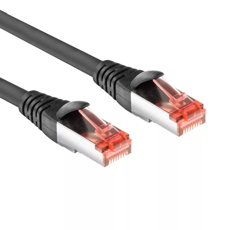 ACT Schwarz 5 Meter CAT6A U/FTP PVC hochflexibles verwicklungsfreies Patchkabel mit RJ45-Steckern