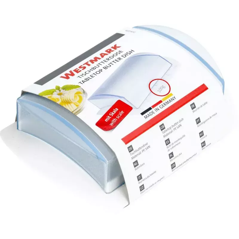 Westmark 21162270 Butterdose, Polypropylen (PP), 5,5 cm hoch, weiß/transparent