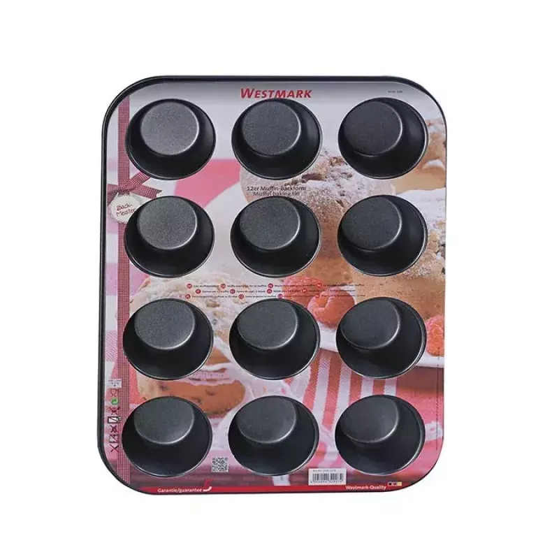 Westmark 32902270 Muffinbackform für 12 Muffins, rechteckig, Stahl, Schwarz