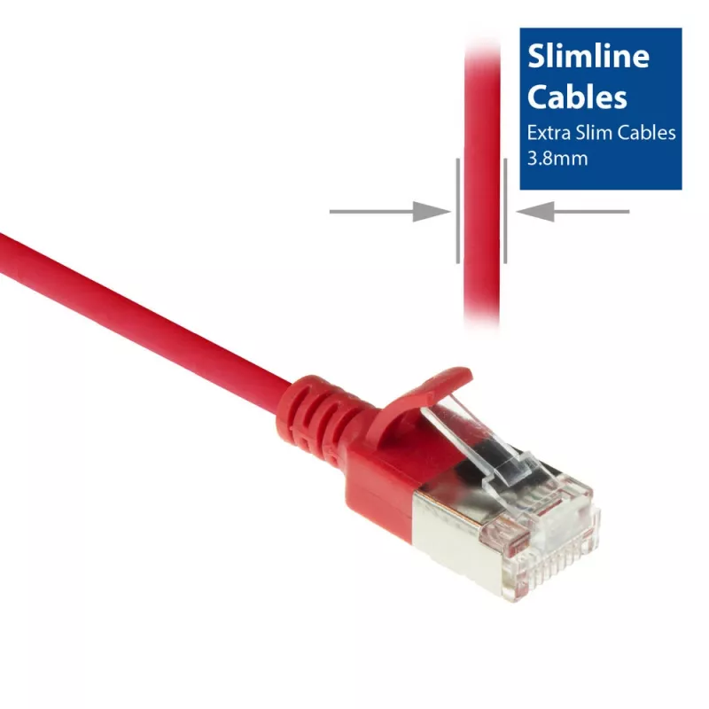 ACT Red 7 Meter LSZH U/FTP CAT6A Datacenter Slimline-Patchkabel mit Rasthaken-Schutz und RJ45-Steckern