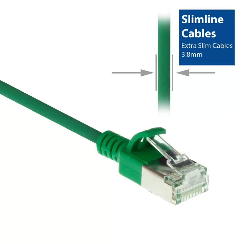 ACT Grün 10 Meter LSZH U/FTP CAT6A Datacenter Slimline Patchkabel, rastnasenfrei mit RJ45-Steckern