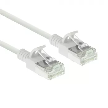 ACT Weiß 1 Meter LSZH U/FTP CAT6A Datacenter Slimline Patchkabel mit Rastnasenschutz und RJ45-Steckern