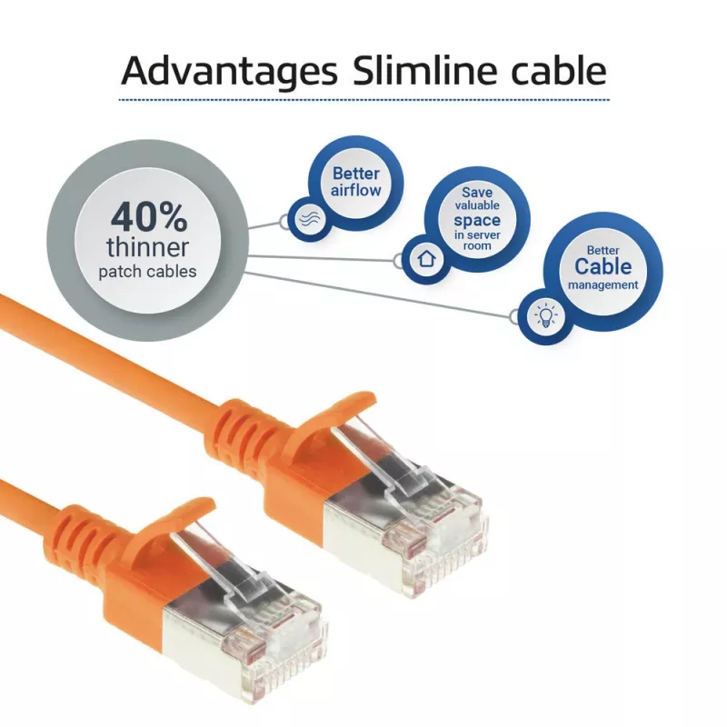 ACT Orange 1 m LSZH U/FTP CAT6A Datacenter-Slimline-Patchkabel mit Rastnasenschutz und RJ45-Steckern