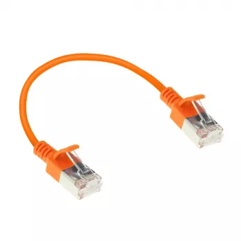 ACT Orange 0,25 Meter LSZH U/FTP CAT6A Rechenzentrums-Slimline-Patchkabel, rastnasenfrei mit RJ45-Steckern