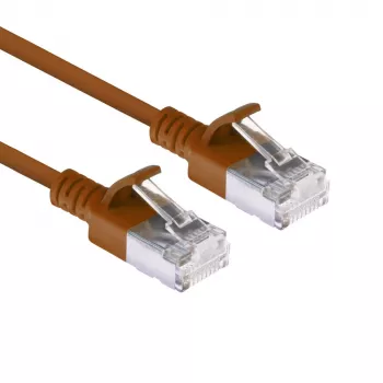 ACT Braun 1 Meter LSZH U/FTP CAT6A Rechenzentrum Slimline Patchkabel rastnasenfrei mit RJ45-Steckern