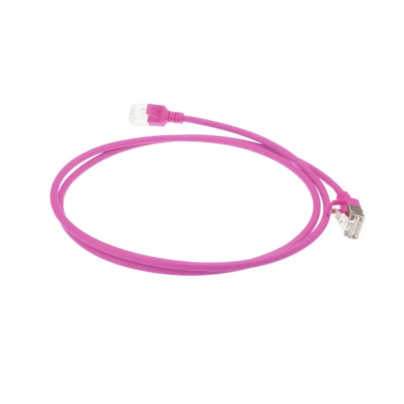 ACT Pink 1 Meter LSZH U/FTP CAT6A Datacenter Slimline Patchkabel mit RJ45-Steckern