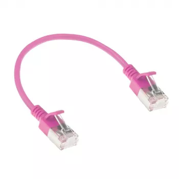 ACT Rosa 0,15 Meter LSZH U/FTP CAT6A Rechenzentrums-Slimline-Patchkabel rastnasenfrei mit RJ45-Steckern