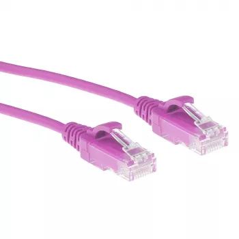 ACT Pink 7 Meter LSZH U/UTP CAT6 Datacenter Slimline Patchkabel mit Rasthakenschutz und RJ45-Steckern