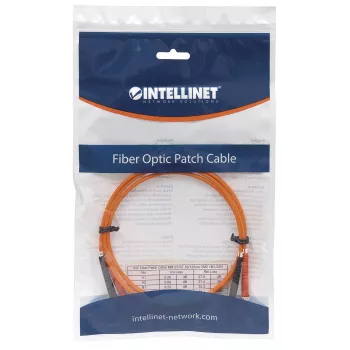 Intellinet Glasfaser-Patchkabel, OM2, ST/ST, 5m, Orange, Duplex, Multimode, 50/125 µm, LSZH, Glasfaser, Lebenslange Garantie