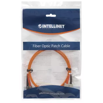 Intellinet Glasfaser-Patchkabel, OM2, ST/SC, 3 m, Orange, Duplex, Multimode, 50/125 µm, LSZH, Glasfaser, lebenslange Garantie