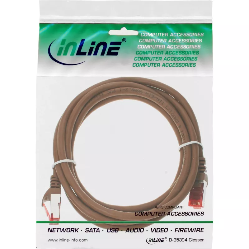 InLine 76403K Patchkabel S/FTP (PiMF) Cat.6, braun, 3 m