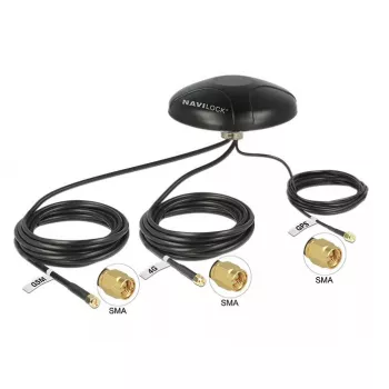 Navilock 12457 Multiband-GPS/LTE/UMTS/GSM-SMA-Dachmontage-Außenantenne mit Rundstrahlcharakteristik