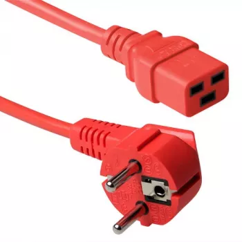 ACT Netzkabel CEE 7/7 Stecker (gewinkelt) - C19 rot 1,8 m