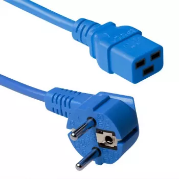 ACT Netzkabel CEE 7/7 Stecker (gewinkelt) - C19 blau 1,2 m