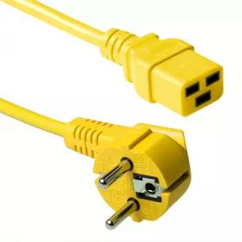 ACT Netzkabel Netzstecker CEE 7/7 Stecker (gewinkelt) - C19 gelb 3 m
