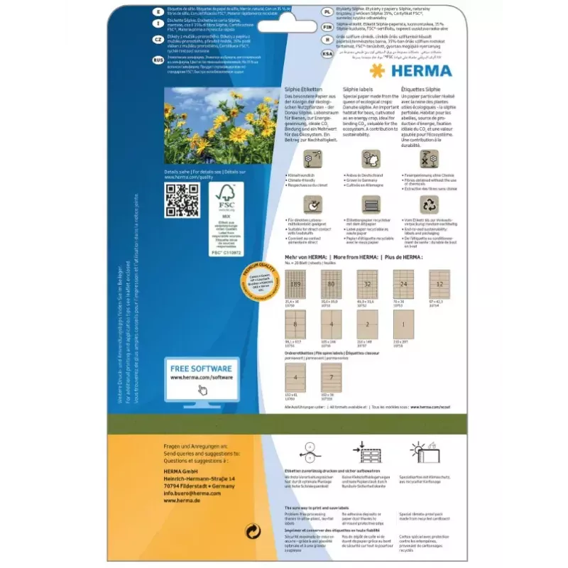 HERMA 10754 selbstklebende Etiketten, 97 x 42,3 mm, Silphie-Papier, Naturbraun, permanent haftend