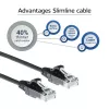 ACT Schwarz 0,25 Meter LSZH U/UTP CAT6 Rechenzentrum Slimline Patchkabel rastnasenlos mit RJ45-Steckern