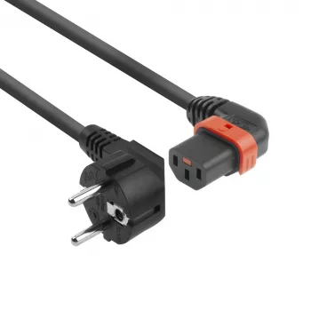 ACT Netzkabel CEE 7/7 Stecker (abgewinkelt) - C13 IEC Lock (links abgewinkelt) schwarz 1 m, EL447S