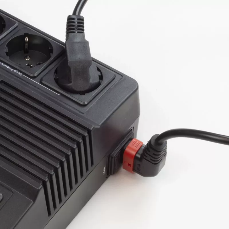 ACT Netzkabel CEE 7/7 Stecker (abgewinkelt) - C13 IEC Lock (links abgewinkelt) schwarz 1 m, EL447S
