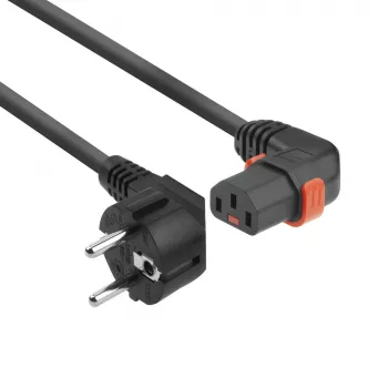ACT Netzkabel CEE 7/7 Stecker (gewinkelt) – C13 IEC Lock (rechts gewinkelt) schwarz 1 m, EL446S