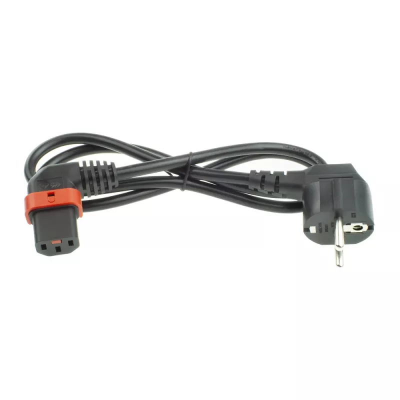 ACT Netzkabel CEE 7/7 Stecker (gewinkelt) - C13 IEC Lock (rechts gewinkelt) schwarz 2 m, EL450S