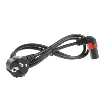 ACT Stromkabel CEE 7/7 Stecker (gewinkelt) – C13 IEC Lock (nach oben gewinkelt) schwarz 1 m, EL448S