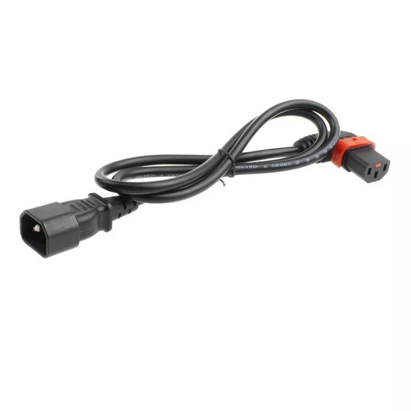 ACT Powercord C14 - C13 IEC Lock (links abgewinkelt) schwarz 2 m, PC2046