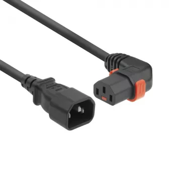 ACT Netzkabel C14 - C13 IEC Lock (abgewinkelt) schwarz 1 m, PC2041