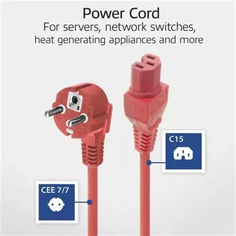 ACT AK5314 Stromkabel CEE 7/7 auf C15, 1 m, rot