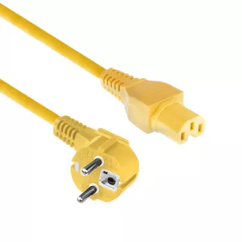 ACT Netzkabel CEE 7/7 Stecker (gewinkelt) - C15 gelb 1 m