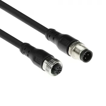 ACT Industrial 5,00 Meter Sensorkabel M12A 4-polig Stecker auf M12A 4-polig Buchse, Superflex Xtreme TPE Kabel, geschirmt