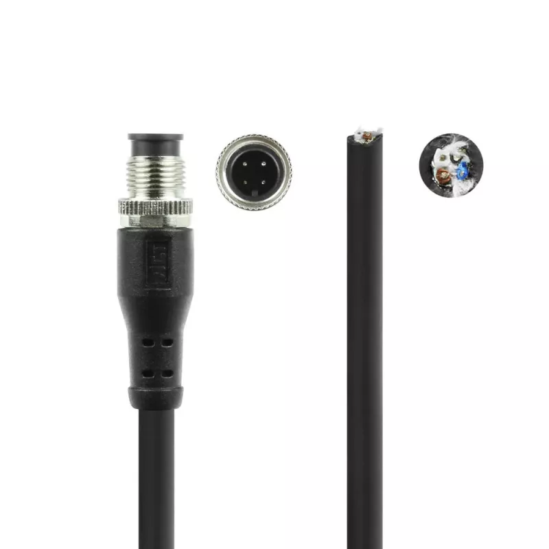 ACT Industrial 5,00 Meter Sensorkabel M12A 4-polig Stecker auf offenes Ende Superflex Xtreme TPE-Kabel, geschirmt