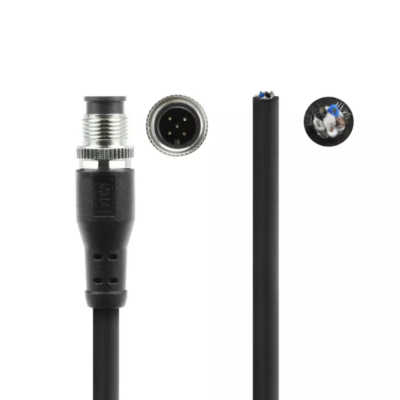 ACT Industrial 1,50 m Sensorkabel M12A 5-polig Stecker auf offenes Ende, Superflex Xtreme TPE-Kabel, geschirmt