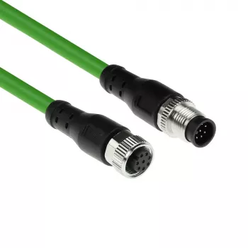 ACT Industrial 1,50 Meter Sensorkabel M12A 8-polig Stecker auf M12A 8-polig Buchse, Ultraflex TPE-Kabel, geschirmt