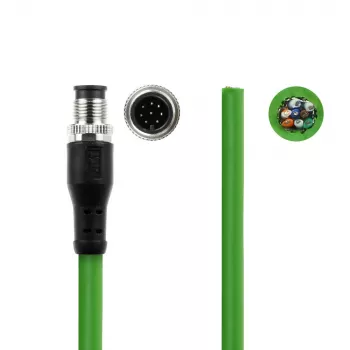 ACT Industrial 1,50 Meter Sensorkabel M12A 8-polig Stecker auf offenes Ende, Ultraflex TPE Kabel, geschirmt